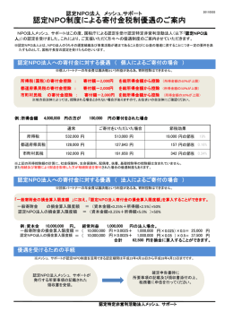 認定NPO制度による寄付金税制優遇のご案内（平成23年5月3日現在）