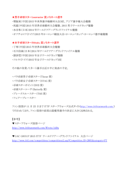 男子卓球スター(seamaster 賞)ノミネート選手 ・樊振東