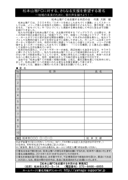 松本山雅FCに対する、さらなる支援を要望する署名