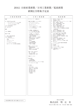 2015.12 日経産業新聞／日刊工業新聞／電波新聞 新聞広告特集予定表