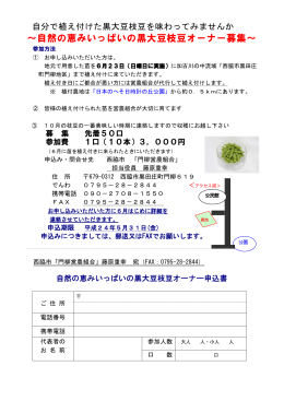 黒大豆枝豆オーナー募集 募集要項（PDFファイル：169KB）