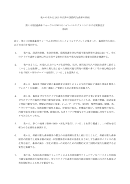 我々の求める 2015 年以降の国際的な森林の枠組 第 11 回国連森林