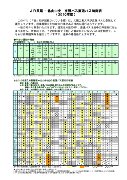 JR長尾 - 北山中央 京阪バス直通バス時刻表 （2010年度）