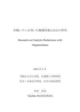 有機シランを用いた触媒的還元反応の研究 Research on Catalytic