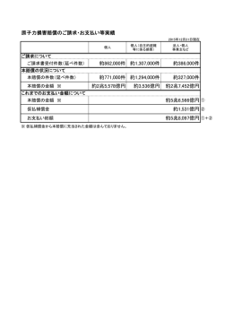 原子力損害賠償のご請求・お支払い等実績 約842,000件 約1,307,000