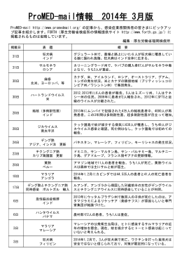 (ProMED)3月版について - FORTH｜厚生労働省検疫所