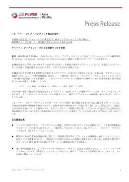 J.D. パワー アジア・パシフィック報道用資料： 市販据え置き
