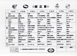 今週の献立表