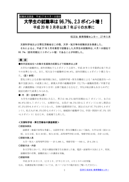 大学生の就職率は 96.7％、2.3 ポイント増！