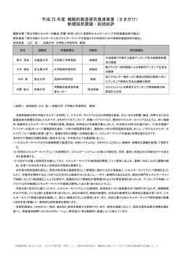 平成 25 年度 戦略的創造研究推進事業（さきがけ） 新規採択課題・総括