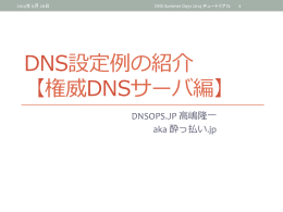 DNS設定例例の紹介 【権威DNSサーバ編】