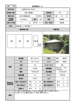 OK- 02 空き家物件シート 108 築 60 年 土佐郡大川村大北川 木造平屋