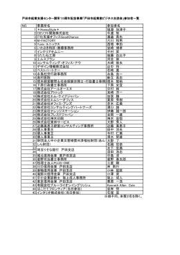 NO. 事業所名 参加者名 1 ＊HoneyStyle＊ 埴淵 加津子 2 CIIソフト開発