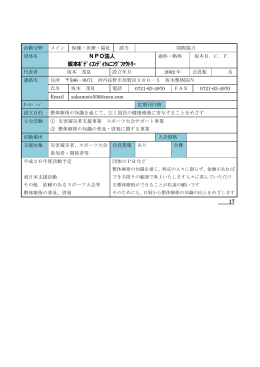 NPO法人 坂本ﾎﾞﾃﾞｨｺﾝﾃﾞｨｼｮﾆﾝｸﾞﾌｧｸﾄﾘｰ 17