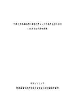 平成15年度経済的価値に着目した肖像の保護と利用