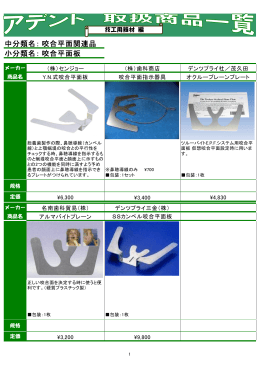 中分類名： 小分類名： 咬合平面関連品 咬合平面板