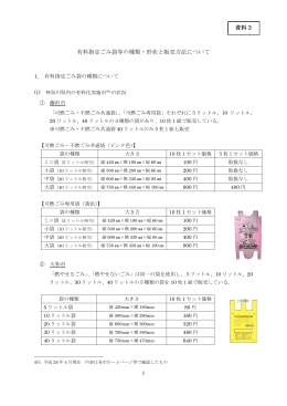 有料指定ごみ袋等の種類・形状と販売方法について 資料3