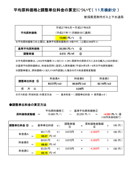 平均原料価格と調整単位料金の算定について（11月検針分 ）