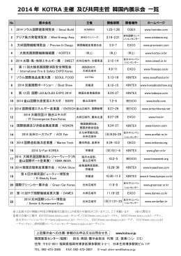 2014 年 KOTRA 主催 及び共同主管 韓国内展示会 一覧