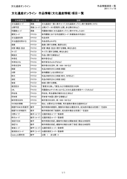 文化遺産オンライン 作品情報（文化遺産情報）項目一覧