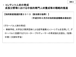 ・ コンテンツ人材の育成 成長分野等における中核的専門人材養成等の