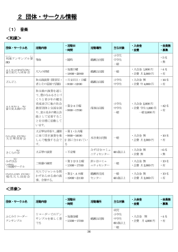 2 団体・サークル情報