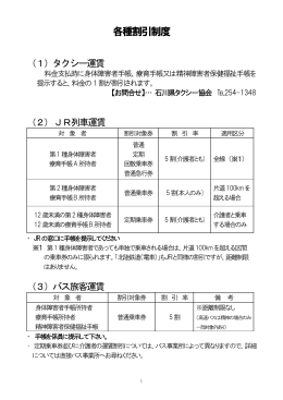 各種割引制度について