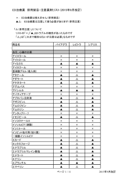 ED治療薬 併用禁忌・注意薬剤リスト（2015年9月改訂）