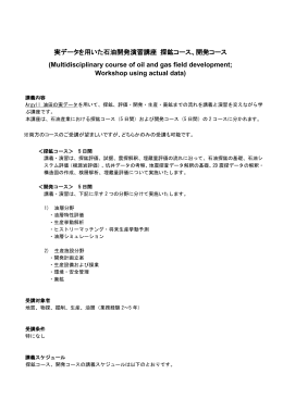 実データを用いた石油開発演習講座 探鉱コース、開発コース