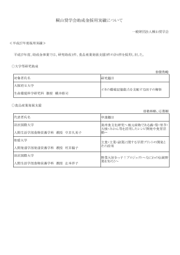 桐山奨学会助成金採用実績について