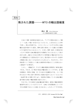 残された課題------WTO の輸出国偏重