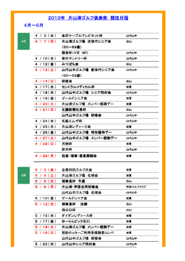 2013年 片山津ゴルフ倶楽部 競技日程 4月～6月