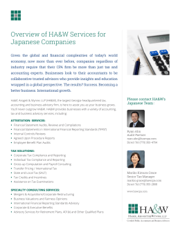 Overview of HA&W Services for Japanese Companies