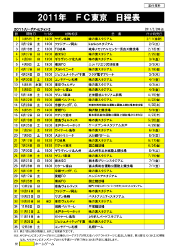 2011年 FC東京 日程表
