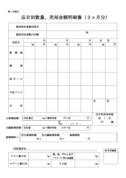 品目別数量、売却金額明細書（3ヶ月分）