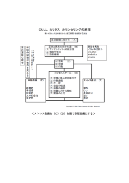＜ストレス曲線を（C）（D）を経て幸福曲線にする＞