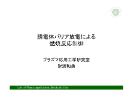 予混合バーナーにおけるプラズマ支援燃焼の基礎研究(D2 財満，佐々木)