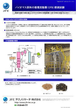 バイオマス原料の循環流動層（CFB）燃焼試験