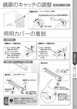鏡扉のキャッチの調整 照明カバーの着脱
