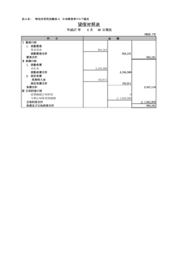 貸借対照表 - 日本障害者ゴルフ協会