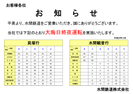 お客様各位 水間鉄道株式会社 貝塚行 水間観音行 平素より、水間鉄道