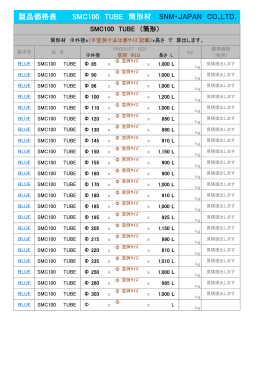 製品価格表 SMC100 TUBE 筒形材 SNM・JAPAN CO.,LTD.