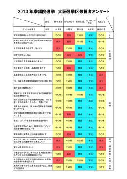 2013 年参議院選挙 大阪選挙区候補者アンケート