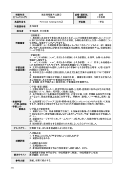 授業科目 （ナンバリング） 周産期看護方法論② TPN312 必修・選択別