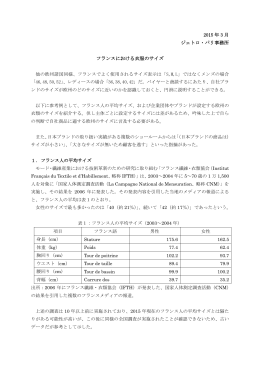 2015 年 3 月 ジェトロ・パリ事務所 フランスにおける衣服のサイズ