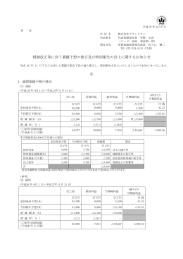 税制改正等に伴う業績予想の修正及び特別損失の計上