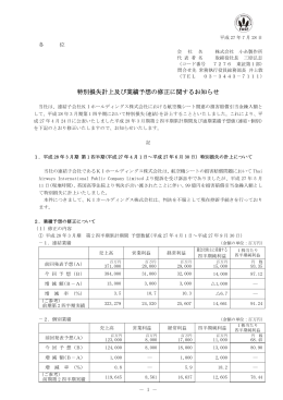 特別損失計上及び業績予想の修正に関するお知らせ