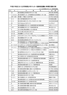 平成27年度 さいたま市南部少年サッカー指導者協議会 事業計画表（案）