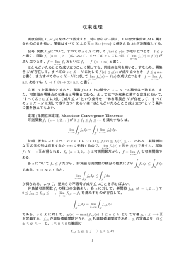 収束定理：測度論における単調収束定理