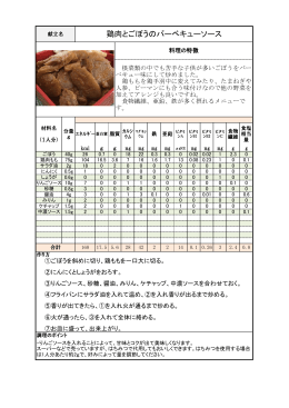 中学校給食レシピ(鶏肉とごぼうのバーベキューソース)(PDF文書)